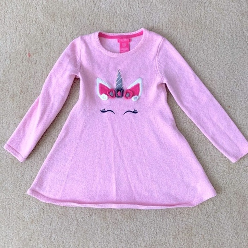 Isaac Mizrahi Pink Unicorn Knit Sweater Dress